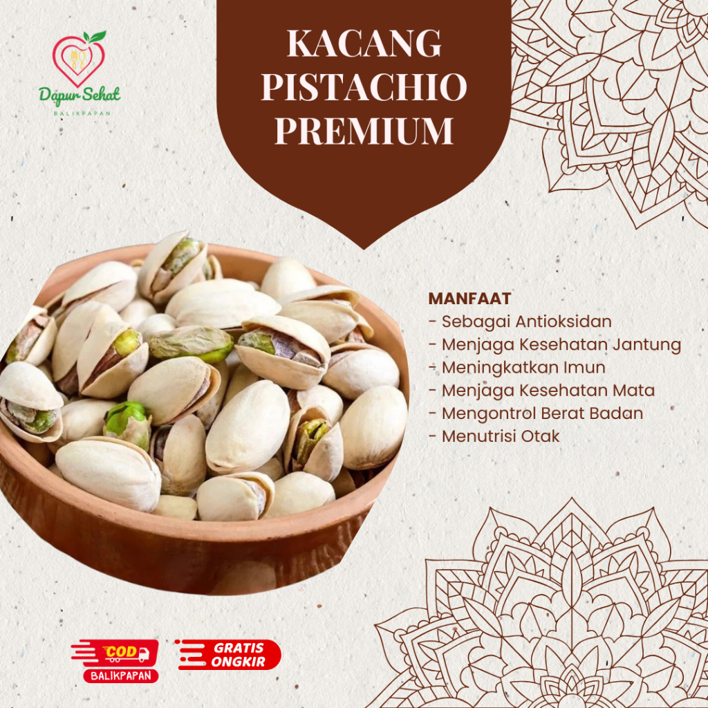 

Kacang Fustuk Pistachio 100 gram - Pistachio Khas Arab Saudi - Oleh oleh Haji Umroh Kualitas Premium - COD Balikpapan Kacang Pistachio