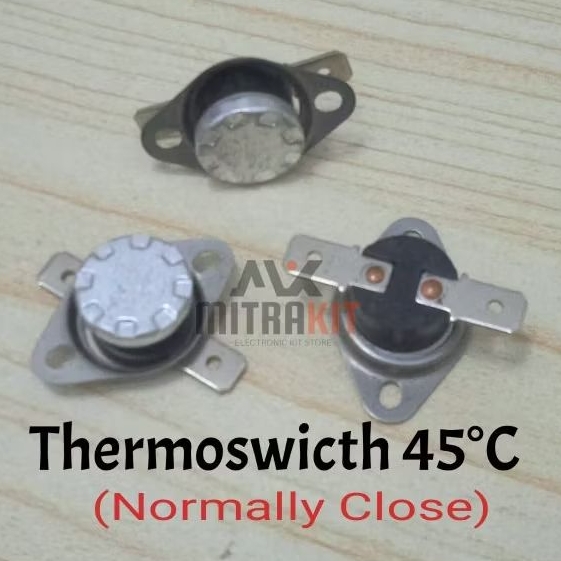 Thermostat bimetal 45°C NC (Normally Close) sensor suhu  pemutus arus otomatis 10A 250V 45°C