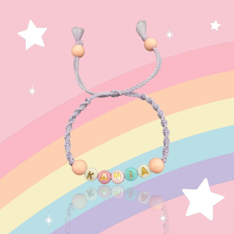 BISA CUSTOM NAMA BY CHAT/NOTES •Gelang Nama Anak • Gelang Anak lucu • Gelang anak serut Adjustable