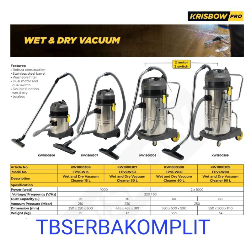 Krisbow FPVCW15 - Vakum Basah & Kering 15L