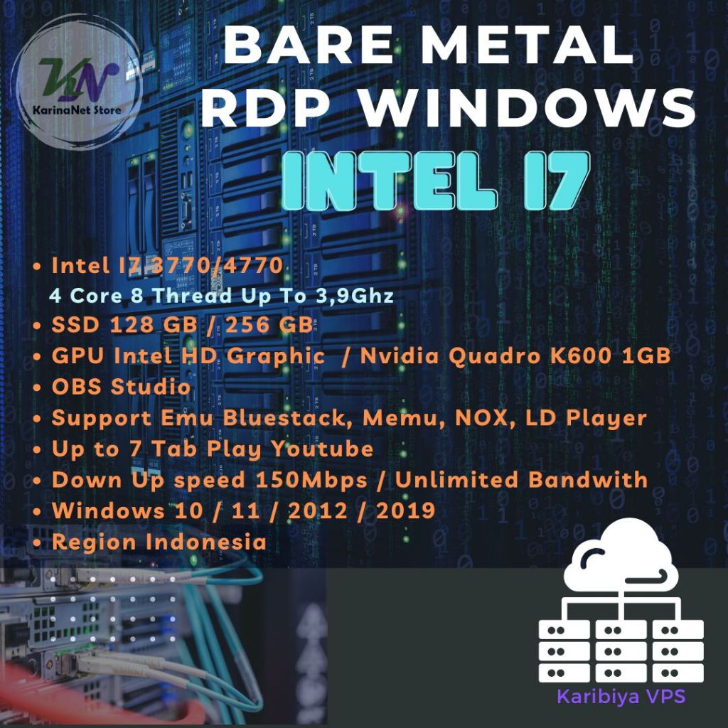 Bare Metal Server RDP Dedicated I7 OBS Emulator Android Youtube VPN BOT