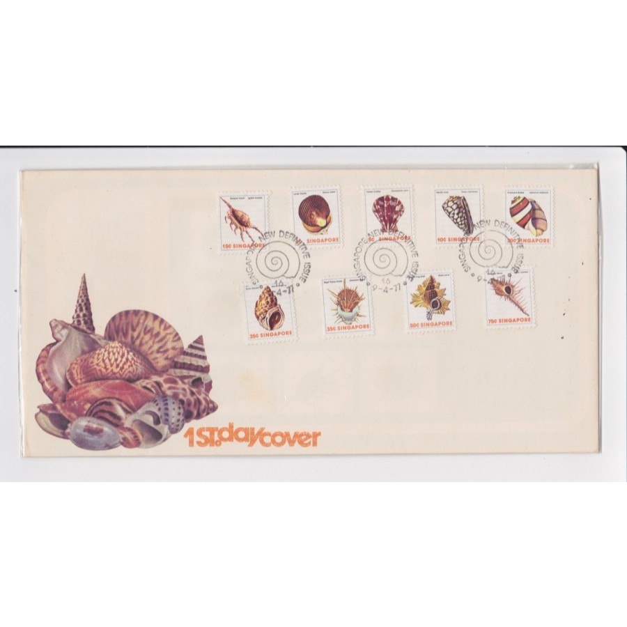 

Sampul hari pertama SHP First day cover FDC perangko Singapore Kerang
