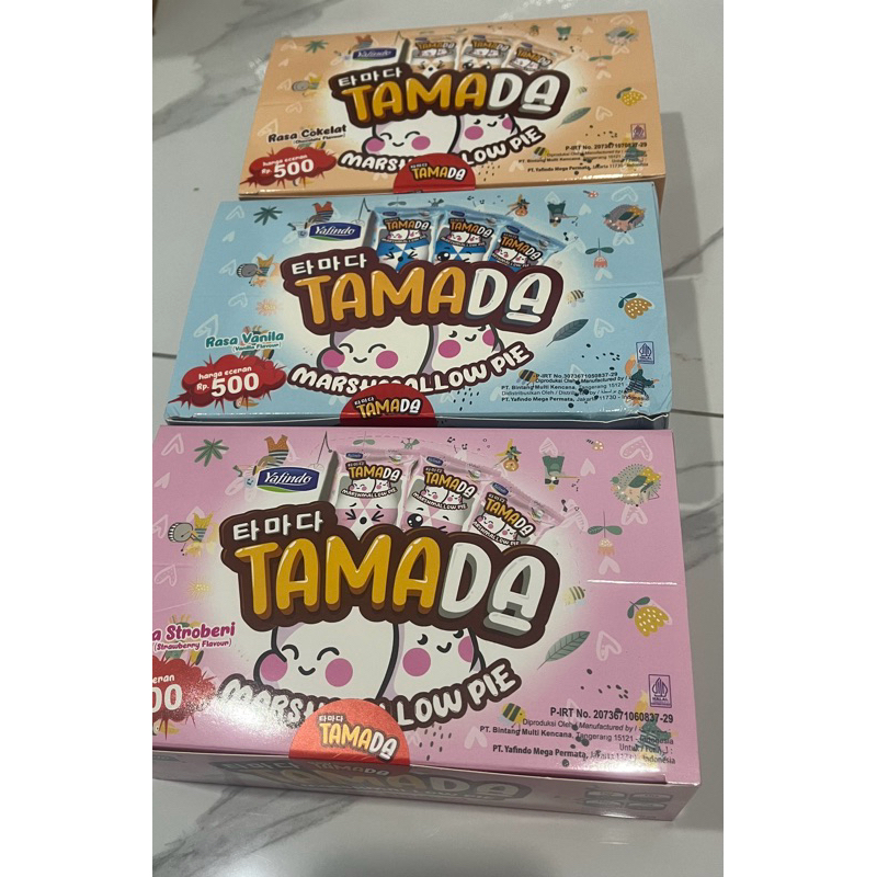 

TAMADA MARSHMALLOW PIE RASA COKELAT 1 BOX ISI 24 PCS @4gr