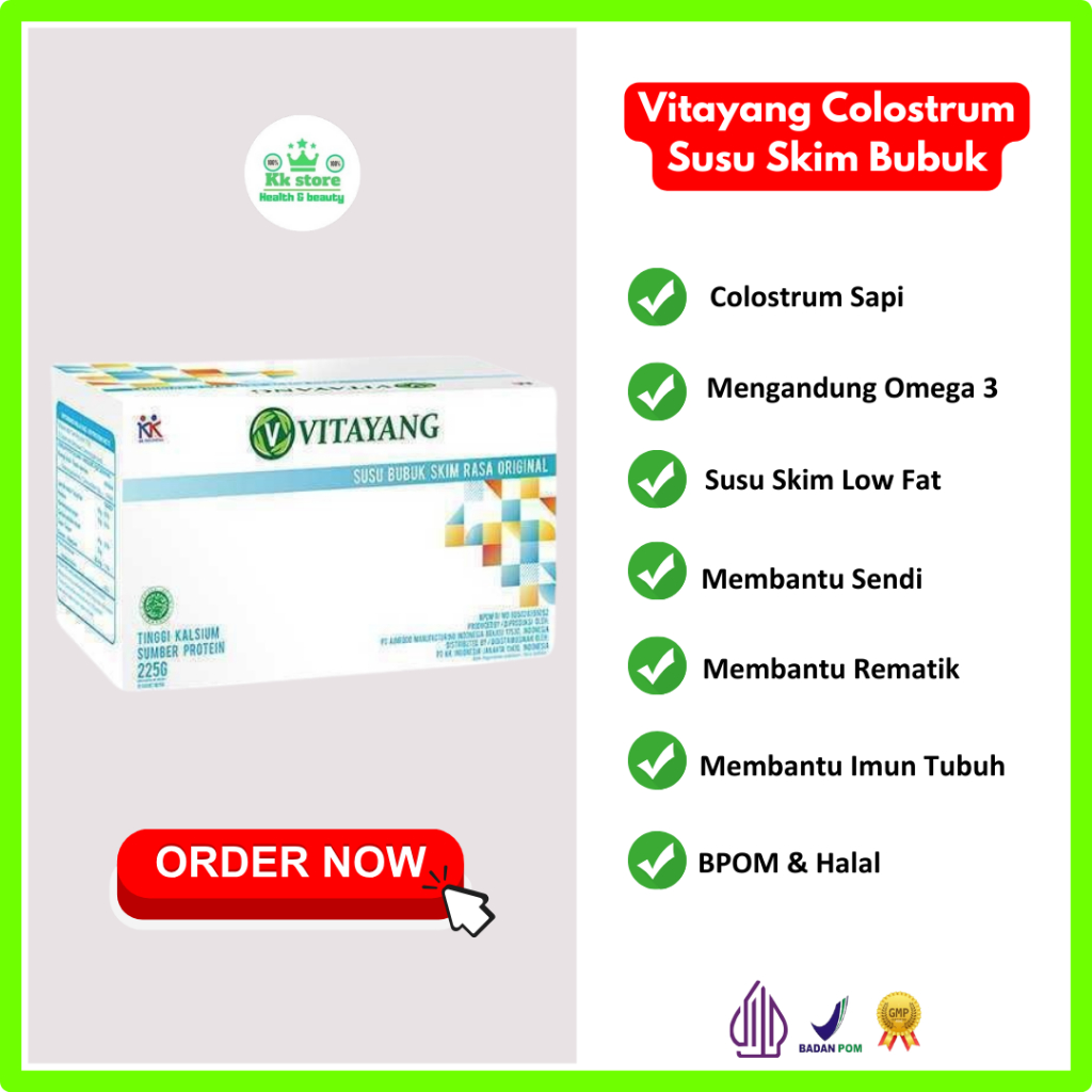 

Vitayang Colostrum Susu Skim Bubuk Membantu Perkuat Sistem Imun Tubuh Terbaik - 1 Box 15 sachet