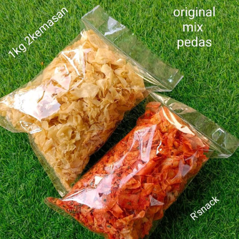 

cemilan keripik singkong keriwil original mix pedas 1kg snack renyah