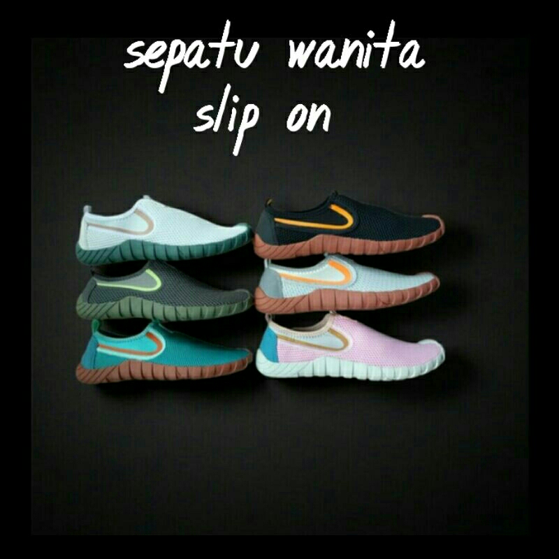 sepatu wanita slip on tanpa tali gowes lari senam kasual santay balet balerina slip flat shoes