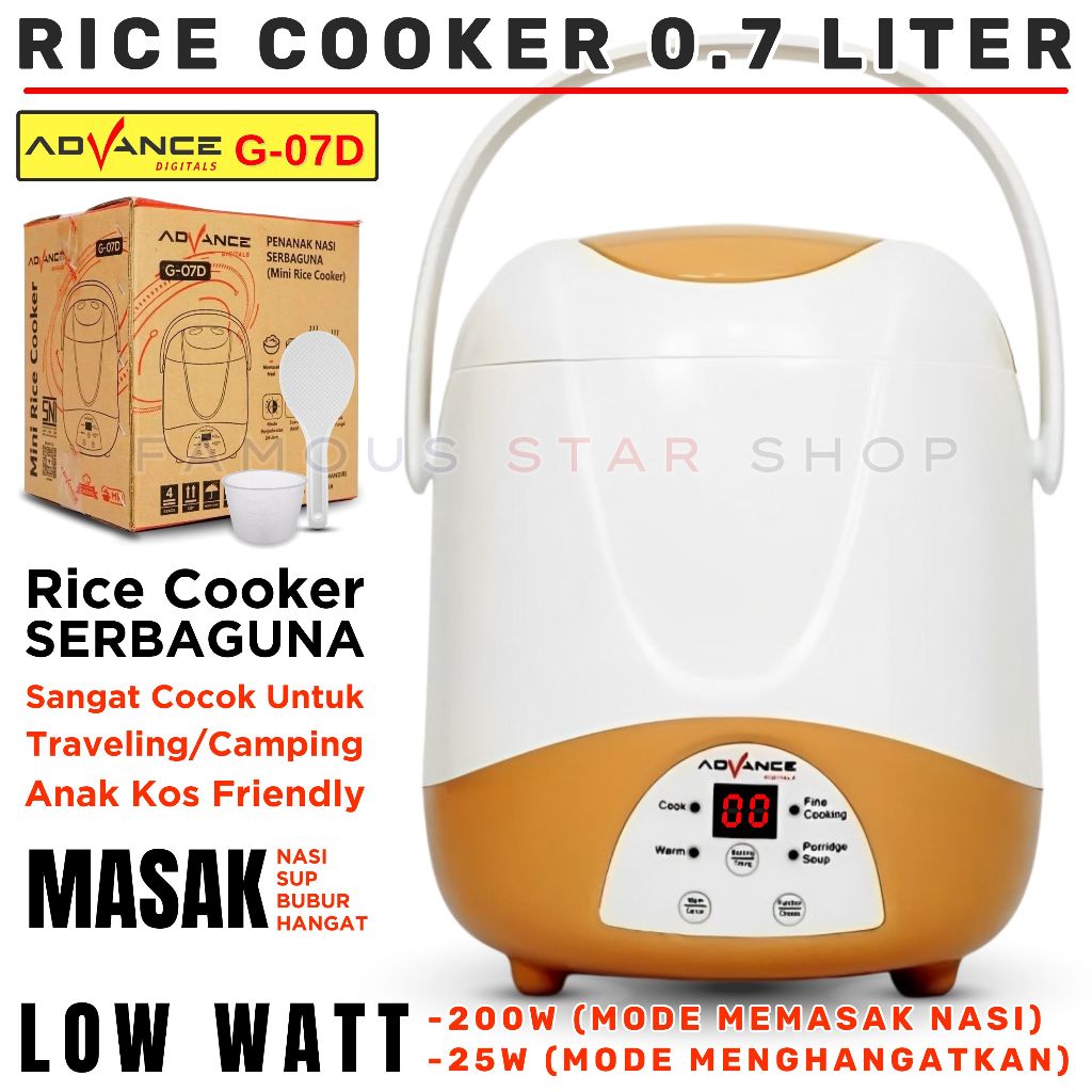 PROMO Mejikom ADVANCE 0,7 Liter Mini Rice Cooker Traveling / Anak Kos Bahan 100% ANTI LENGKET 200 Wa