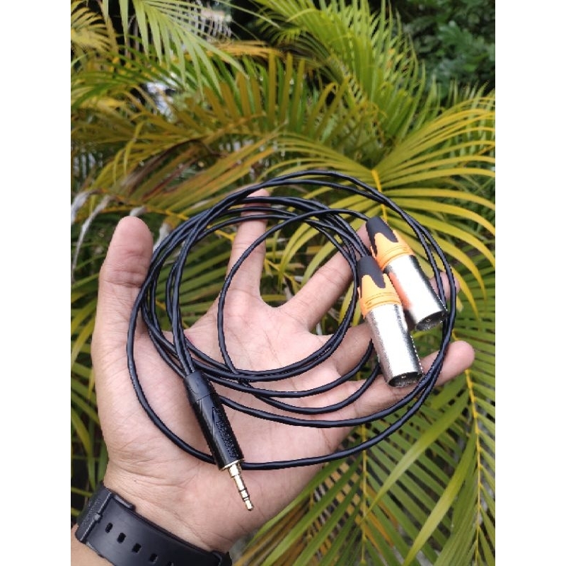 Kabel Input Music Rakitan Panjang 1 meter KABEL HP Mini Stereo 3,5mm ke 2 Jack Xlr Canon Male Laki 1