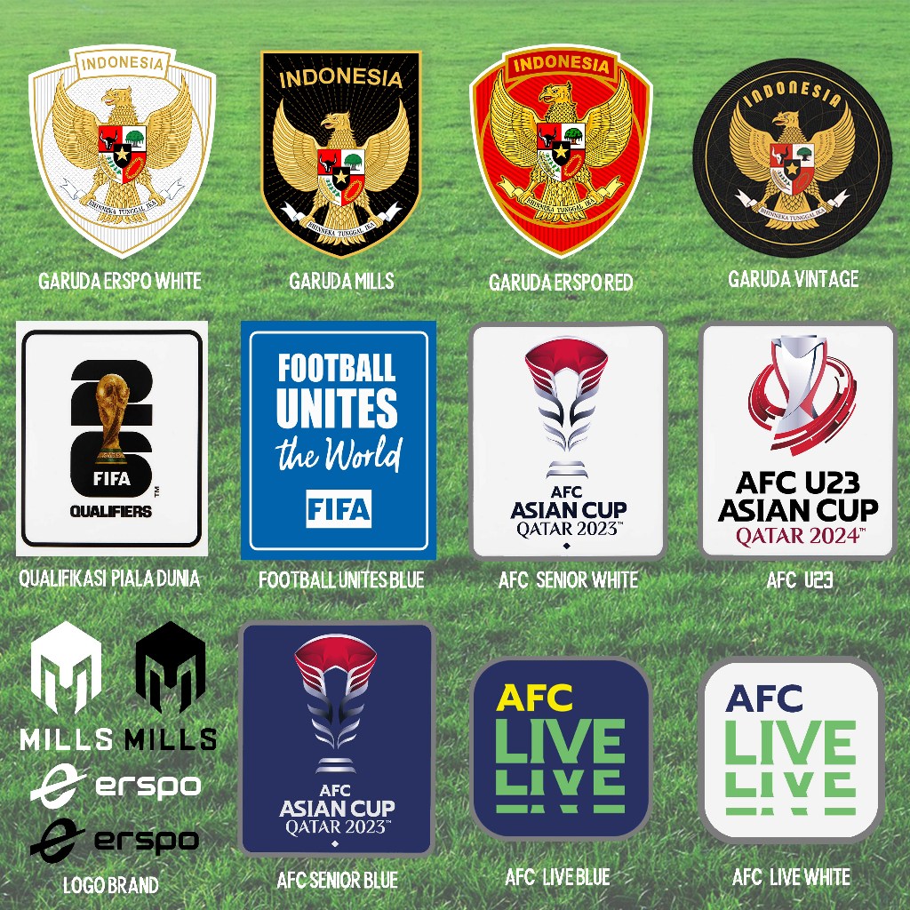 SABLON LOGO PATCH JERSEY TIMNAS INDONESIA WORLDCUP QUALIFIER AFC ERSPO MILLS GARUDA SEPAK BOLA