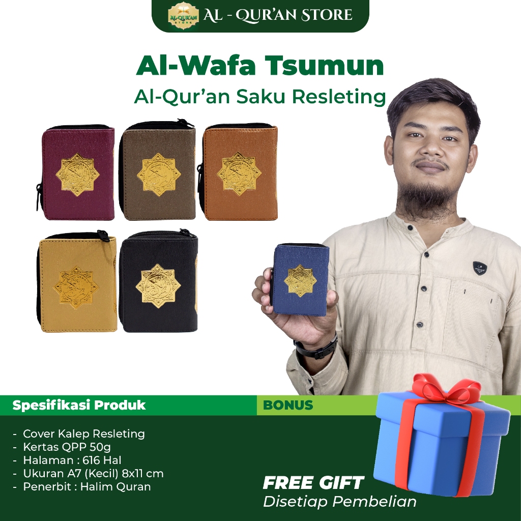Mushaf Alquran Saku Tilawah Al-Wafa Tsumun A7 7x10cm Resleting Kecil Non Terjemah Al Quran Tanpa Ter