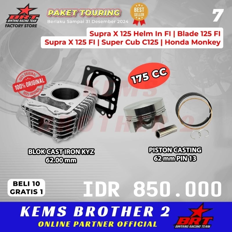 BLOK BORE UP BRT SUPRA 125 HELM IN FI BLADE 125 FI KYZ SUPRA X 125 FI HONDA MONKEY DAN SUPER CUB 125