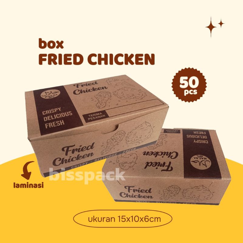 

@50pcs box fried chicken / dus chicken laminasi brown craft size m