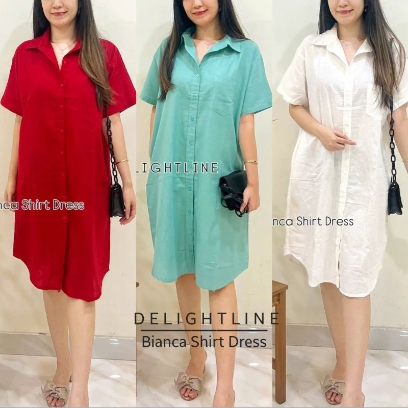 DELIGHTLINE - BIANCA SHIRT DRESS POLOS CASUAL - OFFICE FRIENDLY SIMPLE BASIC ELEGANT