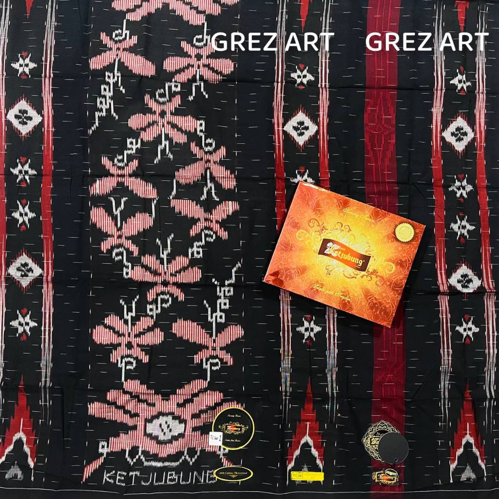 Sarung Ketjubung Gold Motif PLS , TDP Corak Polosan Hitam Ketjubung Red Mesres