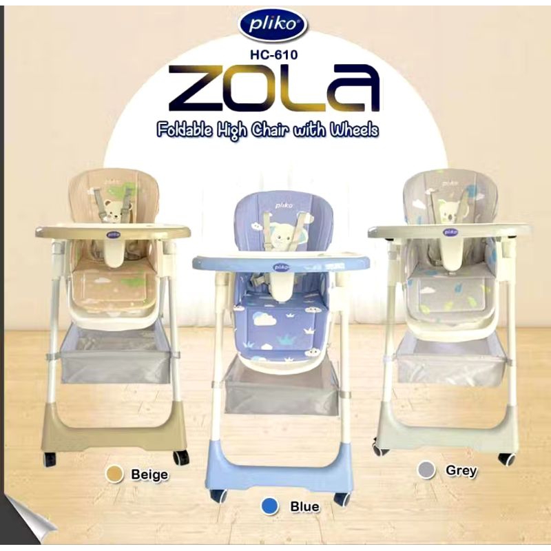 PLIKO High Chair with wheels ZOLA HC610 kursi makan bayi pakai roda