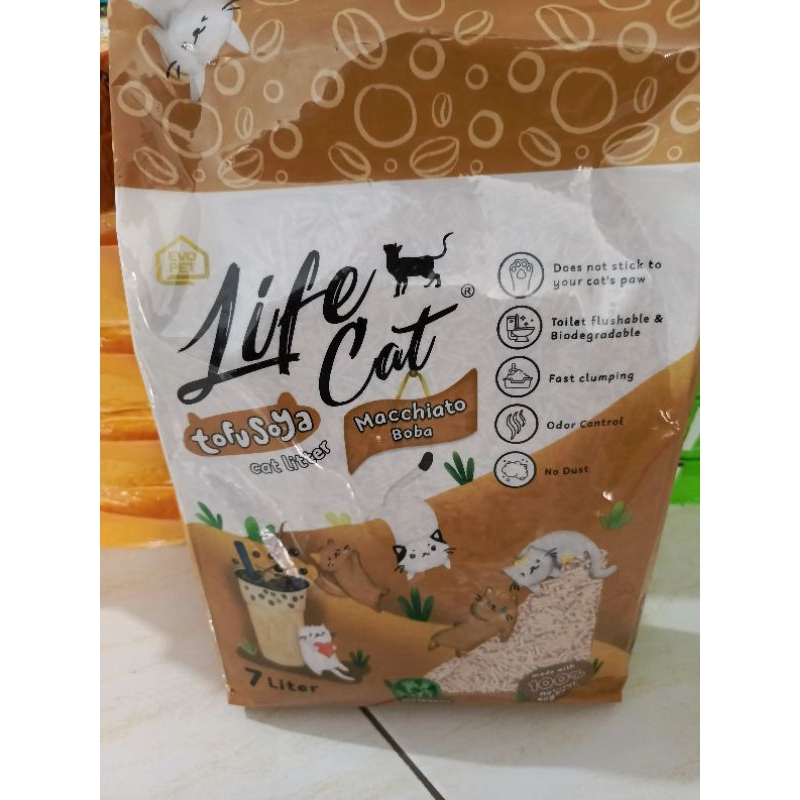 Pasir tofu life cat soya machiato boba 7 liter - Cat liter tofu soya
