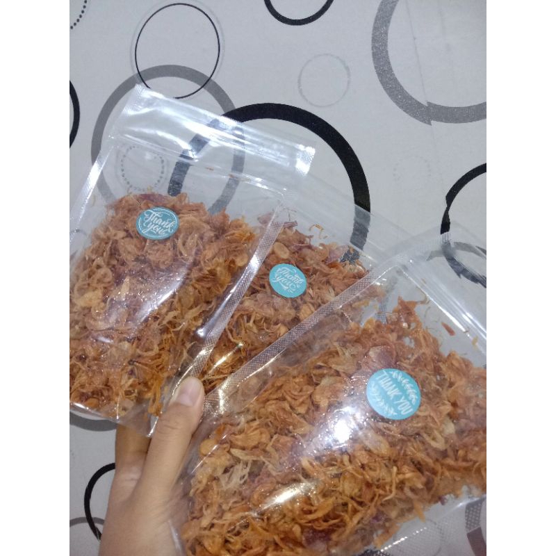 

bawang goreng asli tanpa campuran tepung 100gr per pouch