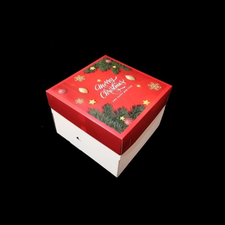 

(10pcs) Box Natal Corrugated Kemasan Kue Tart Size 25x25x18cm Dus Hampers Pesta Christmas