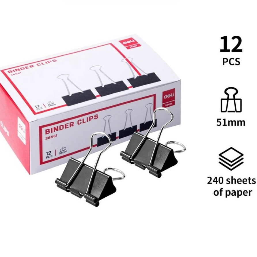 

Deli E38561 Binder Clip 51mm bebas karat dilapisi oleh eletroforesis (260)