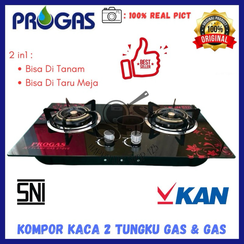 Kompor Tanam PROGAS 2 Tungku MIX BARA/Kompor Tanam PROGAS 2 Tungku GAS GAS SNI