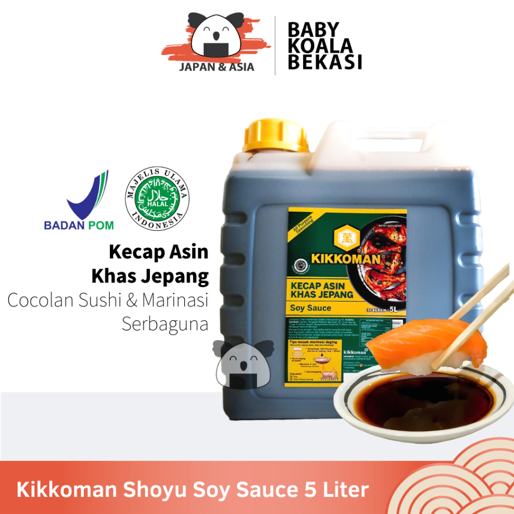 

KIKKOMAN Shoyu Kecap Asin Jepang 5 Liter Halal. - Bekasi