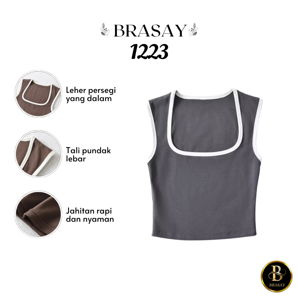 Brasay Tanktop Crop Bra Tali Lebar Leher Persegi Tanktop Crop Top Fashion Wanita 1223