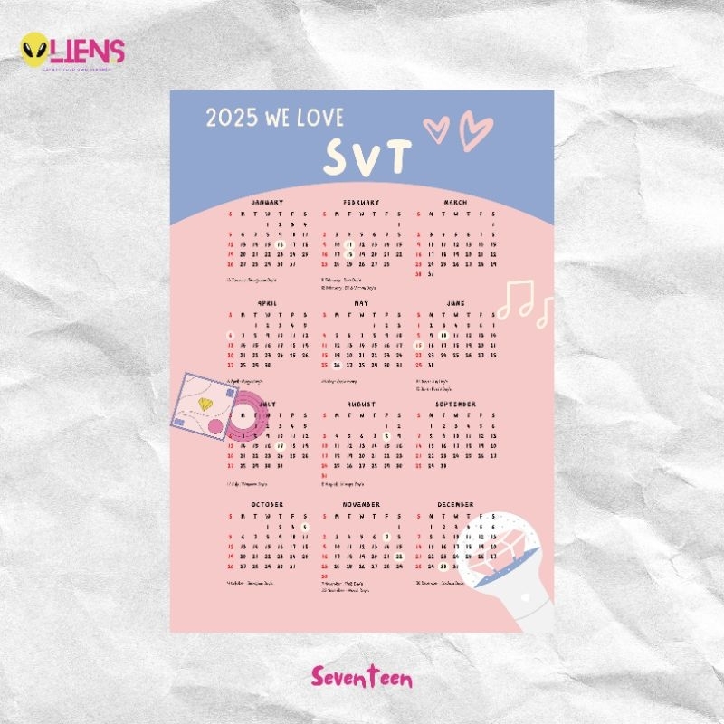 

Seventeen Wall Kpop Calendar Aesthetic 2025 A3 - Kalender Dinding Estetik Size A3 Murah (BTS, NCT, Blackpink, Seventeen, NewJeans, TXT, Enhypen, Baby Monster, Straykids)