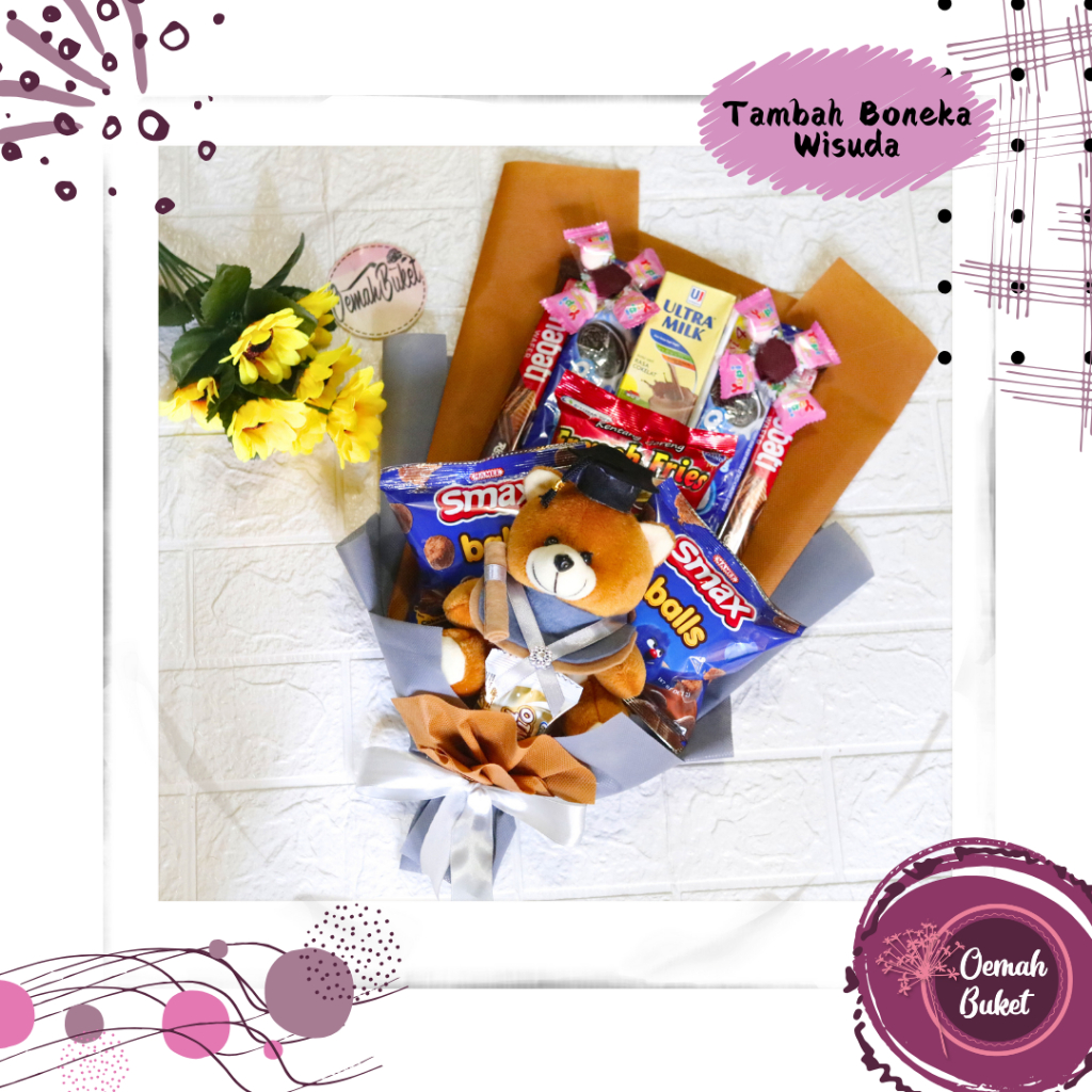 

Buket Snack | Buket Snack Boneka Wisuda | Buket Boneka Wisuda | Haidah Wisuda | Oemah Buket Sidoarjo