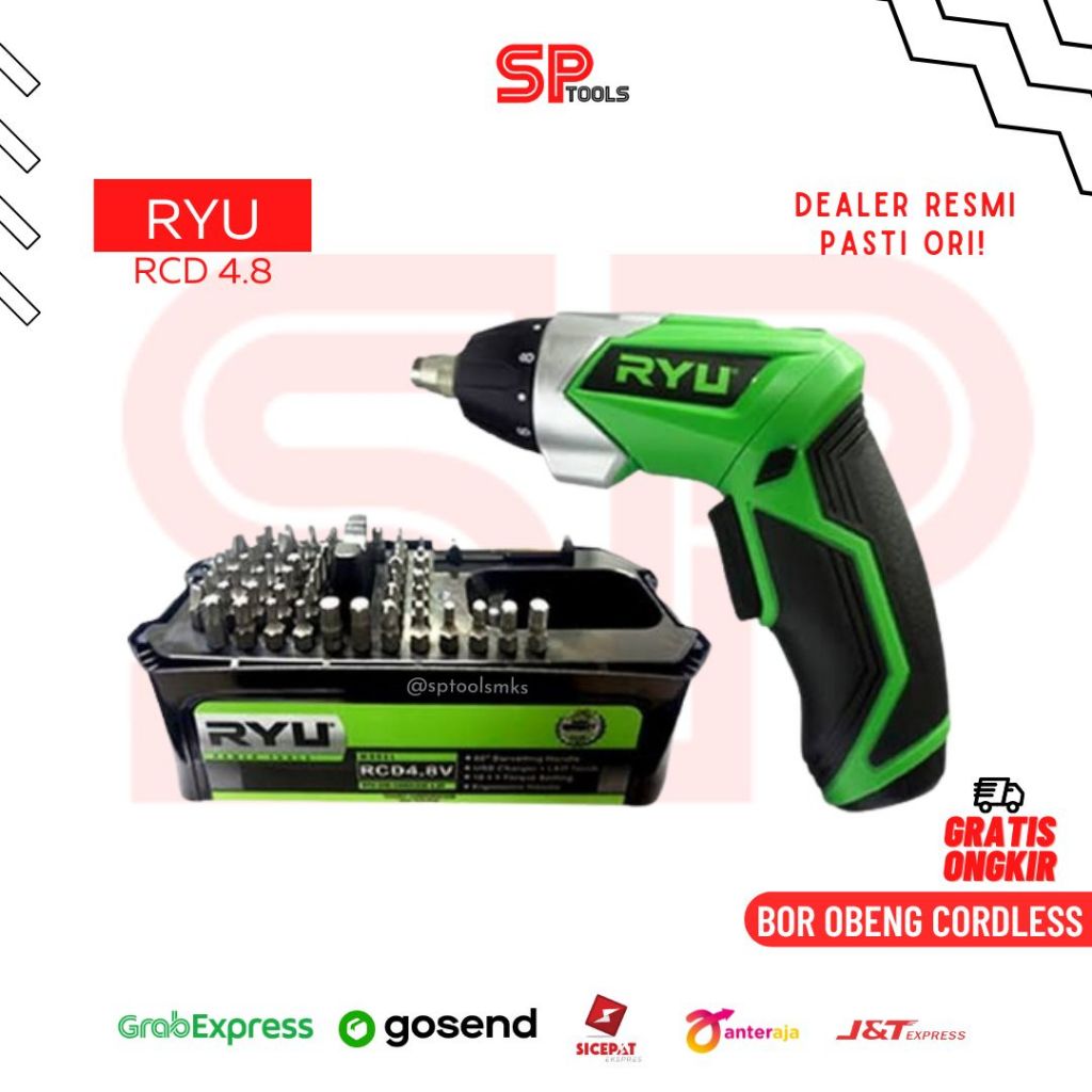 MESIN BOR OBENG SCREWDRIVER BIT CORDLESS CAS BATERAI 4.8V RYU RCD 4.8V / RCD4.8V