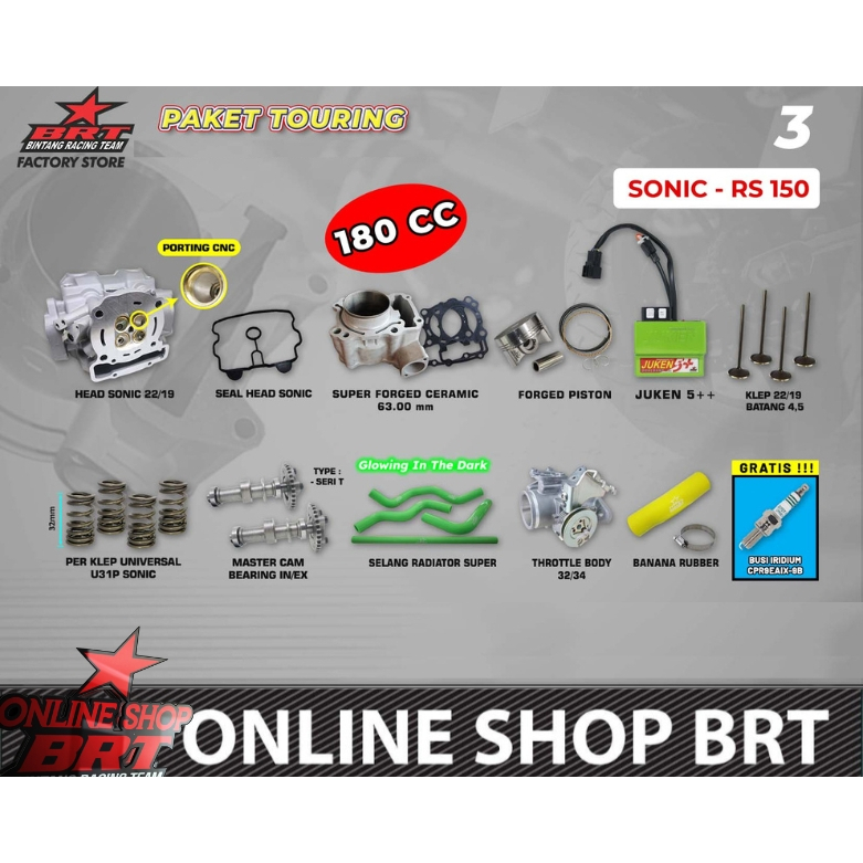 PAKET BORE UP TOURING 3 & 6 BRT SONIC NEW CBR 150 CB 150R SUPRA GTR 150