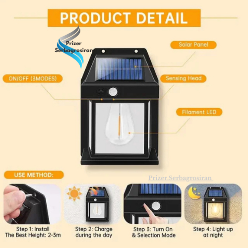 RB Lampu Dinding Taman Solar Interaction Wall Lamp Tenaga Surya Sensor / Solar Wall Lamp