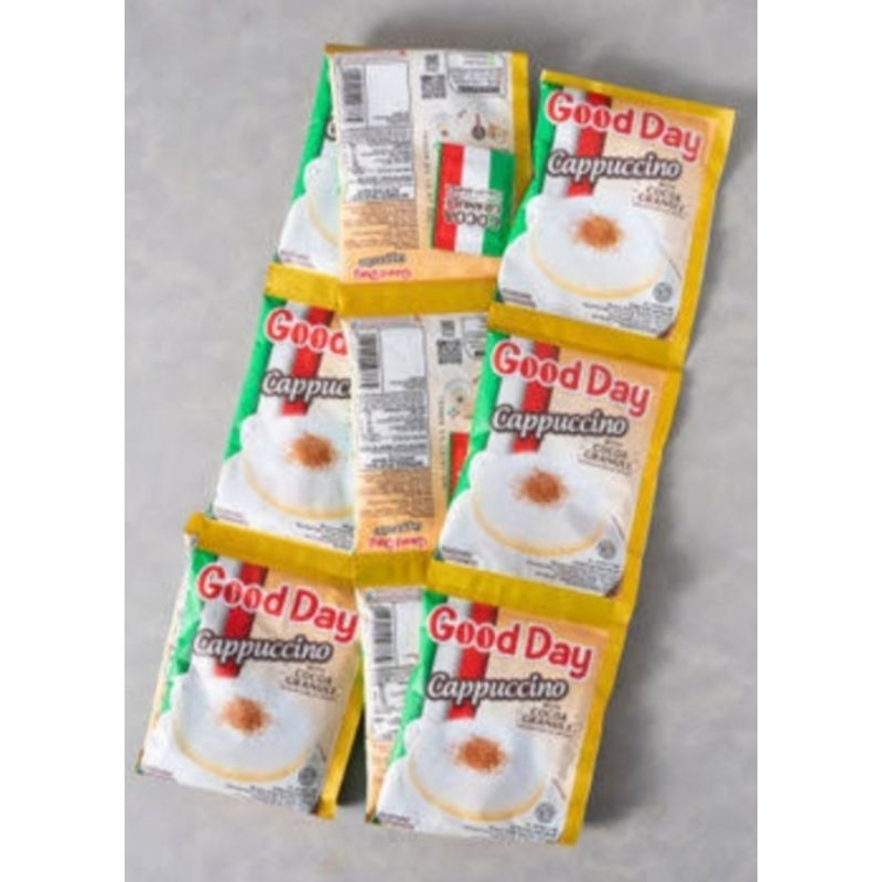 

Good day cappucino with cocoa granule dengancoklat cranul isi 10 renceng 25g