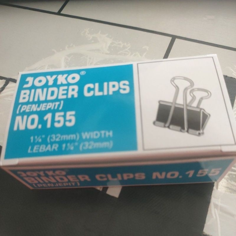 

binder clip,penjepit kertas merk joyko ukuran 155 isi 12