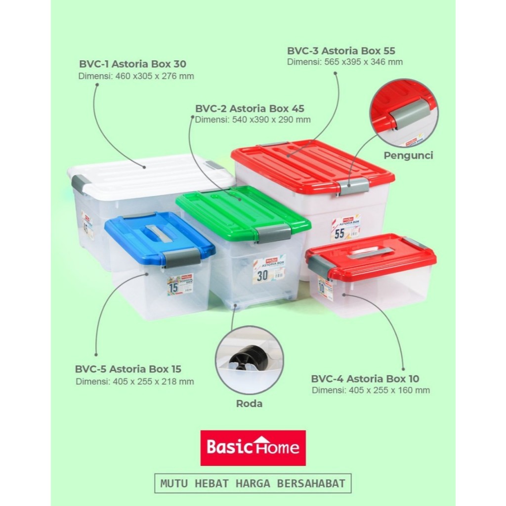 BasicHome By LionStar Container Box Astoria 45 Kotak Plastik