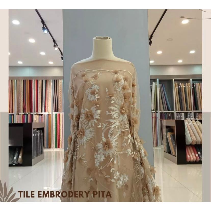 Kain Tile Embrodery Pita 3D ( Harga PerSetengah Meter )