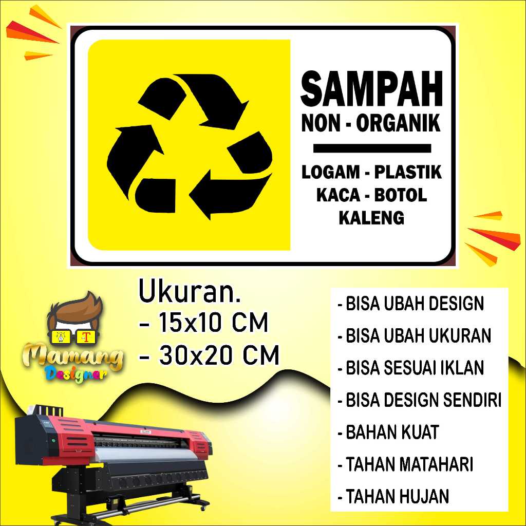 

Sticker Tempelan Tempat Sampah Non Organik Bahan Glosy Putih