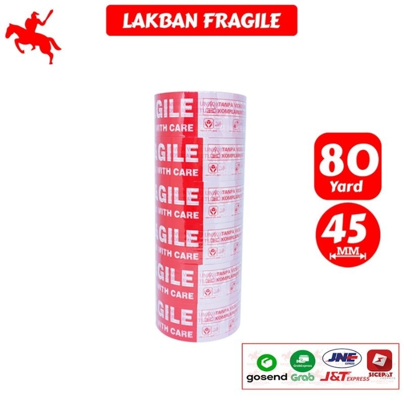 

Lakban Fragile KSATRIA Tape 45mm x 80 Yard Merah - 1 Slop