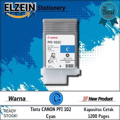 Cartridge Tinta Compatible Canon PFI102 PFI 102 Cyan Printer Canon iP500, iP510, iP600, iP605, iP610