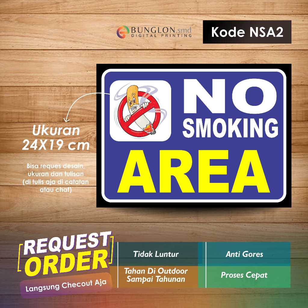 

STIKER NO SMOKING AREA + LAMINASI KODE NSA2 HITAM