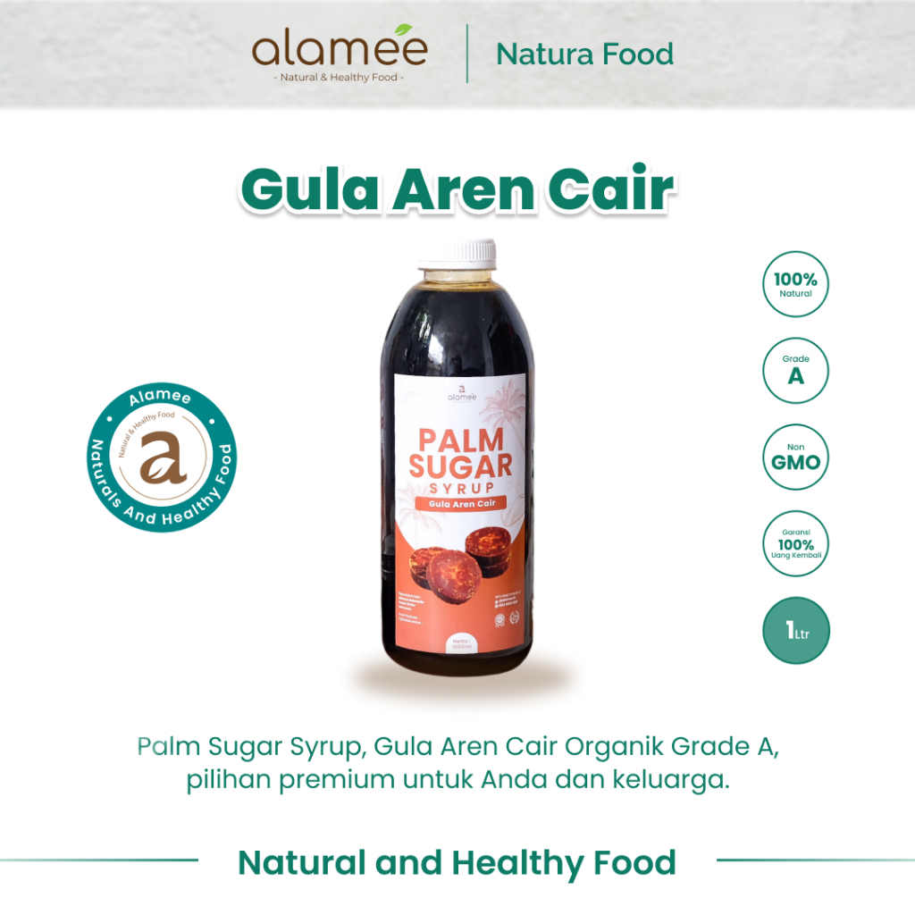 

ALAMEE Gula Aren Cair 1000ml Organik Syrup Palm Sugar Liquid Organic Brown Sirup Natural 1 Liter