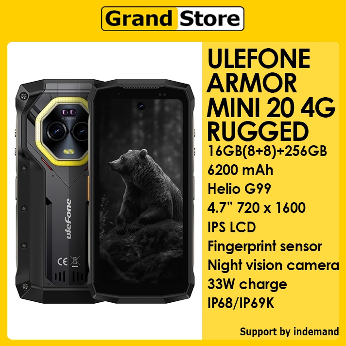 ULEFONE ARMOR MINI 20 4G 16GB+256GB Android 14 4.7" IPS 720 x 1600 6200mAh Rugged Smartphone