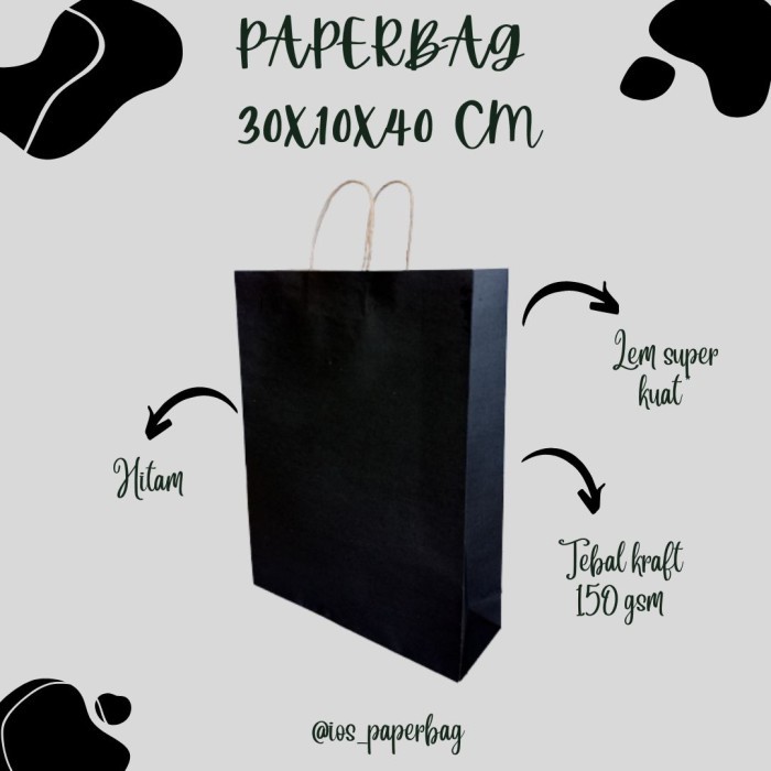 

Paperbag / Kantong Kertas Warna Hitam Black 30x10x40 cm