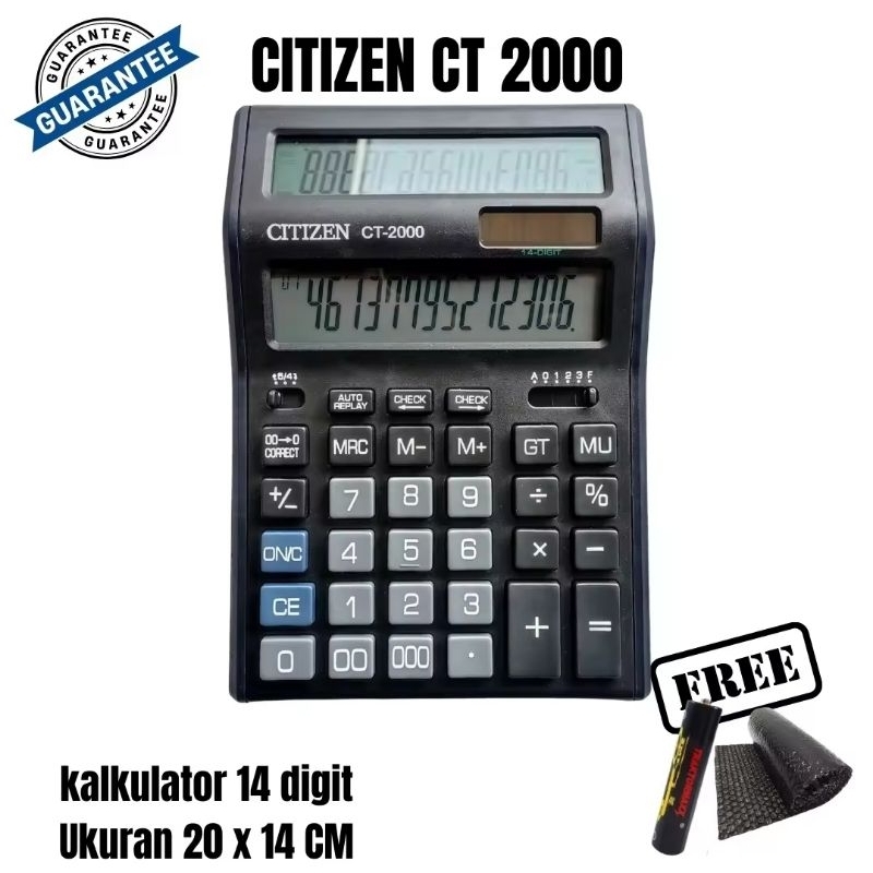 

Kalkulator Kasir Citizen CT 2000 14 Digit 112 Step Check And Correct Memory Dual Display Besar