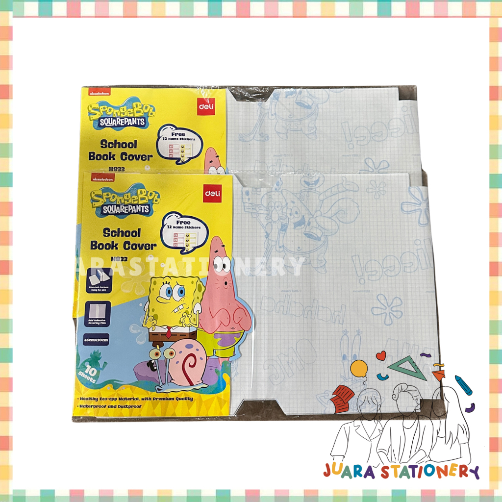 

(633) Sampul Buku Sticker ANTI AIR PVC 10 Lembar Deli Spongebob EH833 / Buku Pelajaran Anak Sekolah Bacaan / Self Adhesive Book Cover Waterprrof