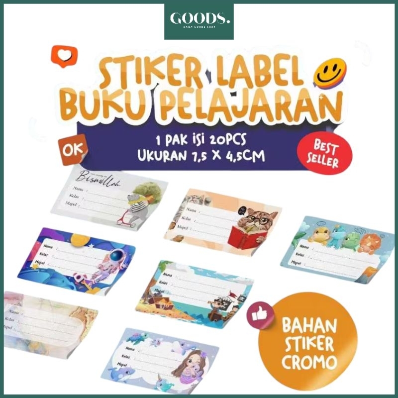 

[20 PCS] Sticker Label Buku Pelajaran | Label Mapel | Label Stiker Buku Pelajaran Sekolah