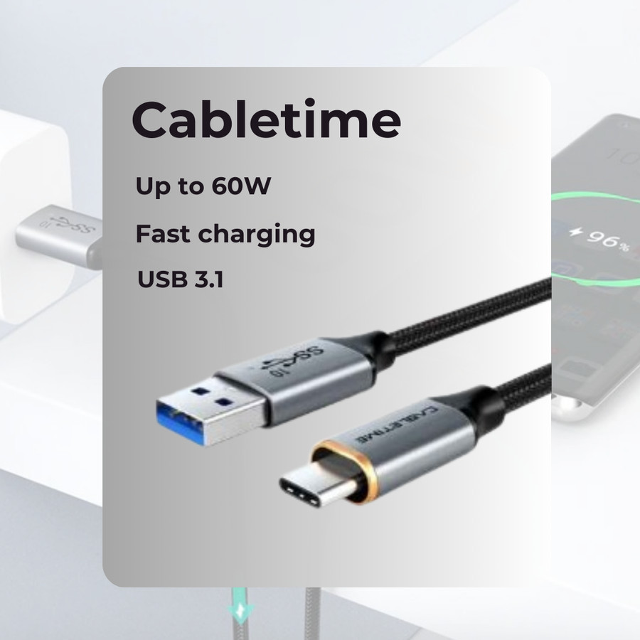 CABLETIME Kabel Data USB Type C 3.1 Gen 2 3A Fast Charging