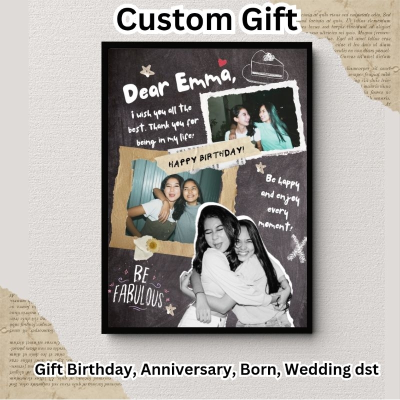 Kado Foto Custom Kolase + Bingkai Kado Ulang TahunKado Wisuda Kado Perpisahan Kado Anniversary Bingk