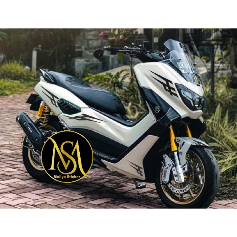 stiker decal nmax old 2019 full body putih lis hitam