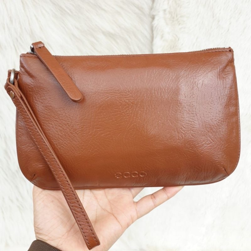 Pouch Ecco Wanita Kulit Asli Coklat