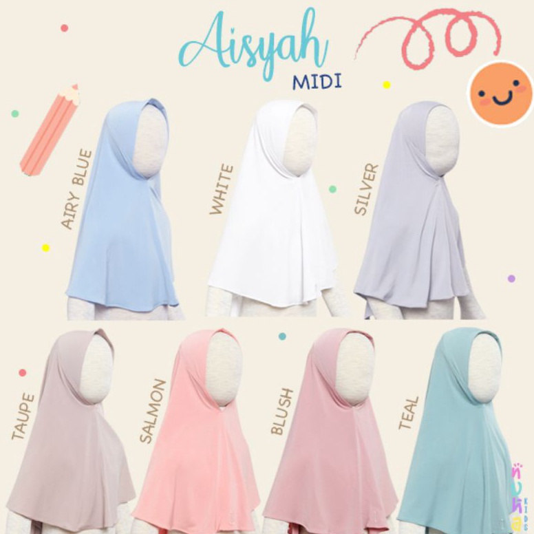 KODE C84E Jilbab Anak Instan Hijab Bergo Jersey Premium 6 7 8 tahun Size L Aisyah Midi Nuha Kids